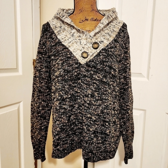 Cato Colorblock Knit Sweater Women's XL Collared Button V-Neck Comfy Cozy Winter - Picture 1 of 9